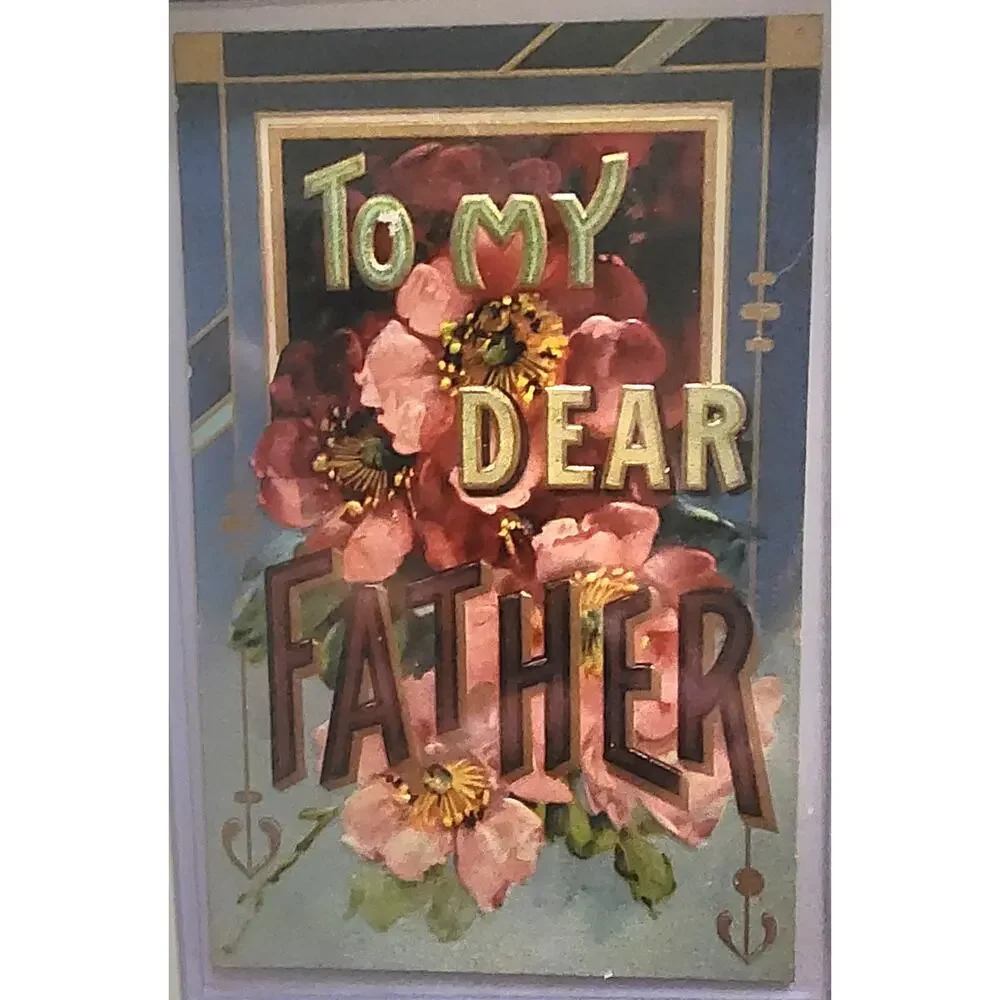 Lot Of Four Vintage Antique Embossed Postcards Flowers Father Aunt Sister Cousin